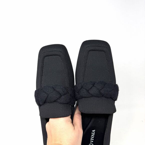 VIVAIA Caitlin Women's Black Knit Square Toe Knot Loafer 10.5 Flats Shoes - Picture 9 of 9